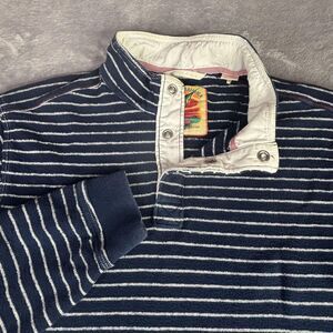 Tommy Bahama Sweater Mens L Blue Striped Mock Neck Cotton Pullover Casual‎